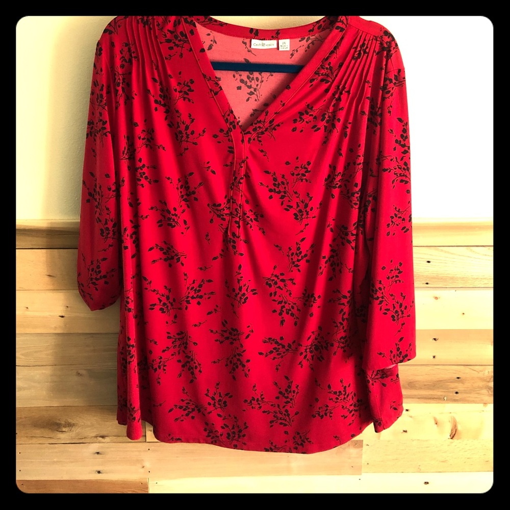 Flowing red blouse